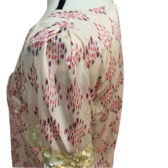 Gryphon New York Pink Printed Short Sleeve silk Sequin Pocket Tee Top size small - Picture 5 of 11